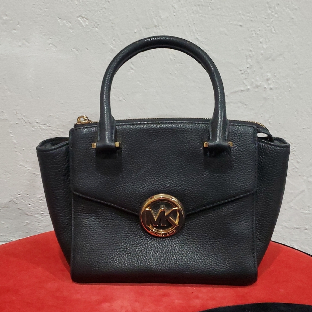 Michael Kors Black Satchel with Gold Accents